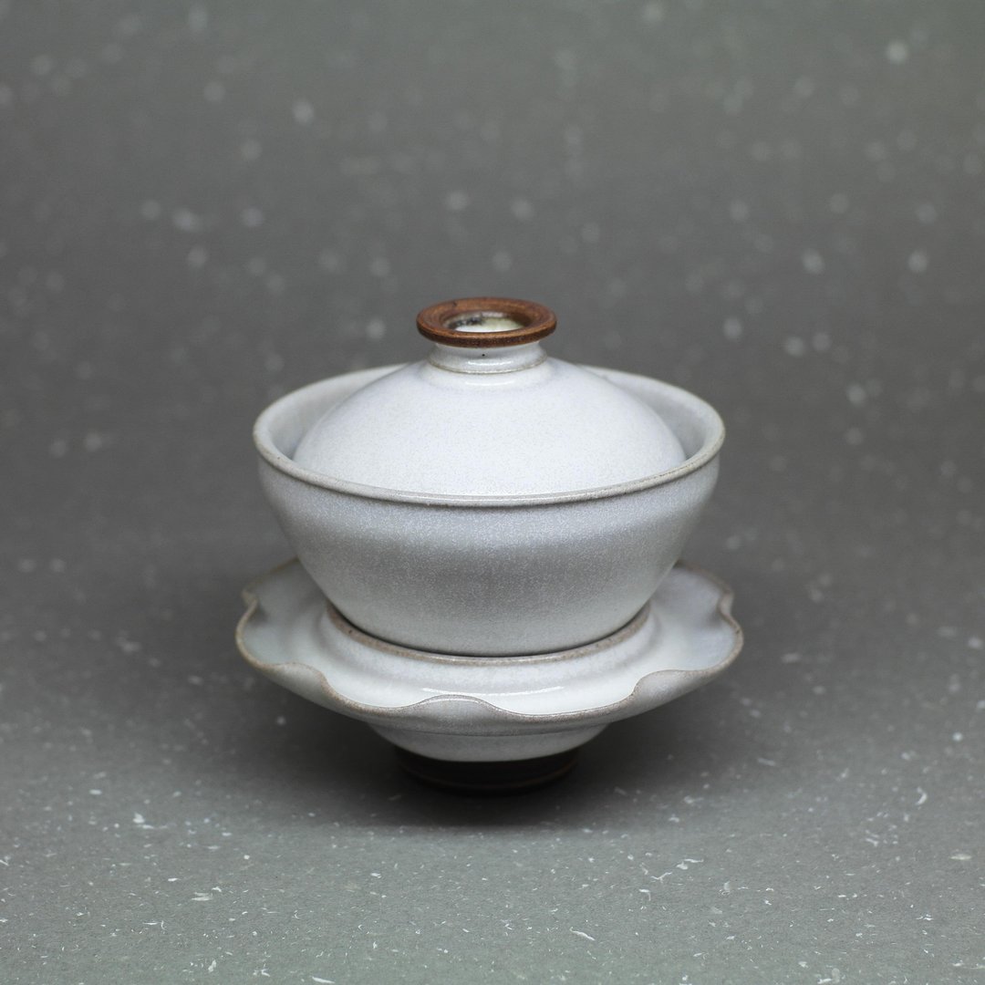 雪花白盖碗 三才碗 手作陶艺 茶道具 - 茶具/茶杯 - 陶 