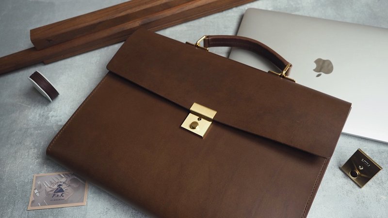牛皮公文包 商务手提包 文件包律师包医生包 纯手工牛皮 订制礼物 - 公文包/医生包 - 真皮 咖啡色