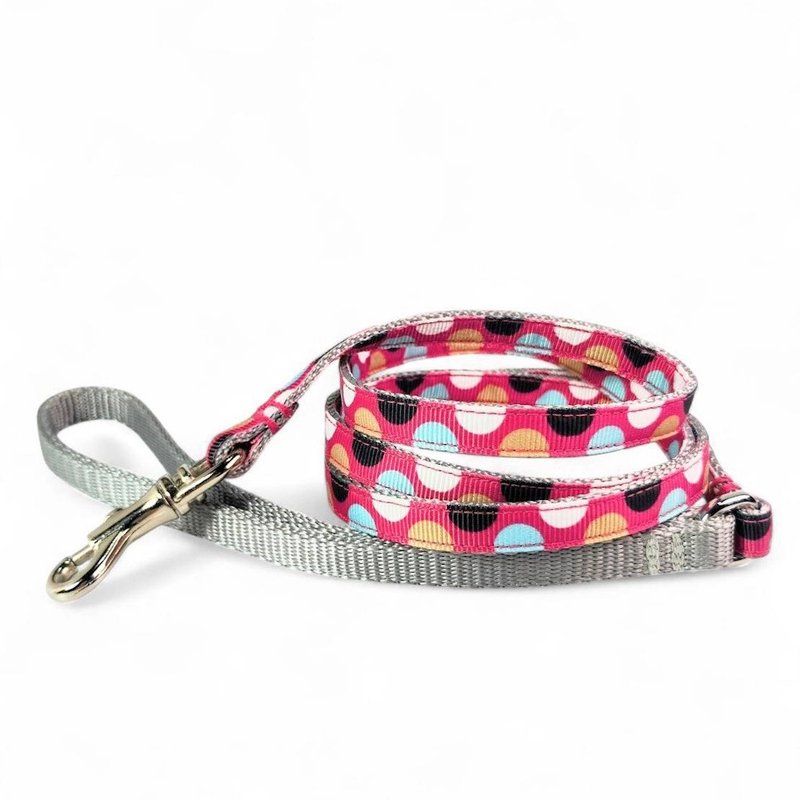 粉彩幼犬点点系列 桃红牵绳 宽1cm 适用于迷你宠物 - 项圈/牵绳 - 防水材质 粉红色