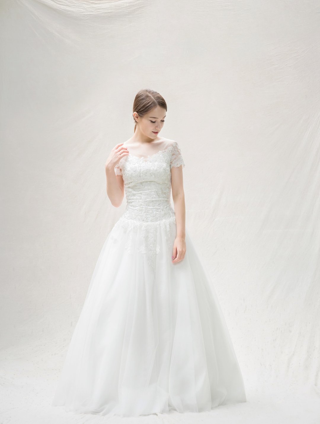 SAMPLE SALE LEA珠饰双层纱婚纱 - 晚装/礼服 - 聚酯纤维 