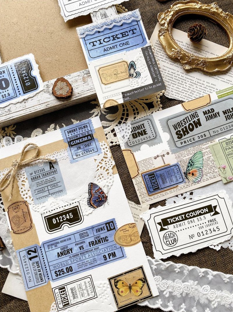 车票收集 乗車券集 PET 紙膠帶 10米卷 - 纸胶带 - 其他材质 蓝色