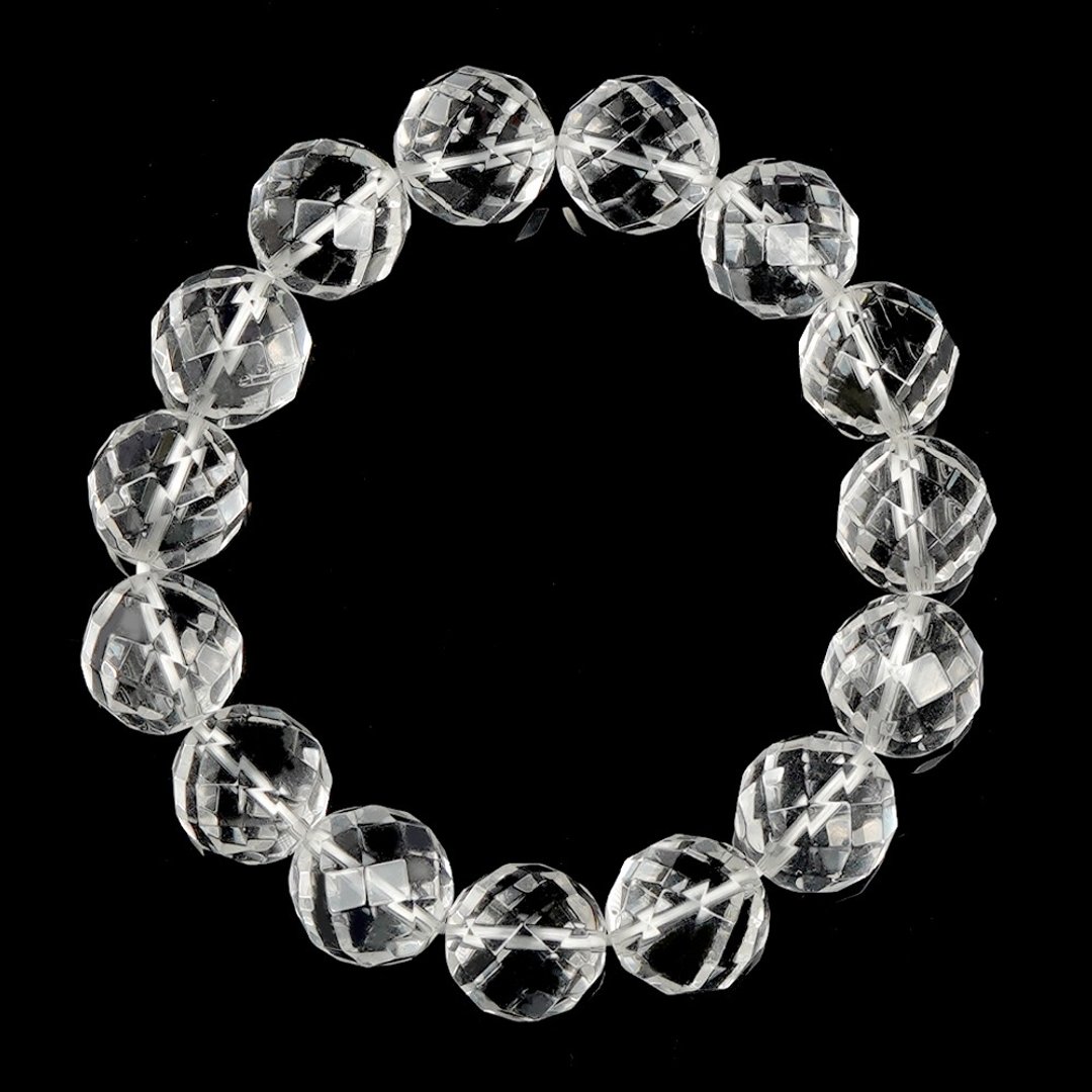 【正佳珠宝】白水晶 极品钻切角度 14mm 白水晶手珠 - 手链/手环 - 半宝石 多色