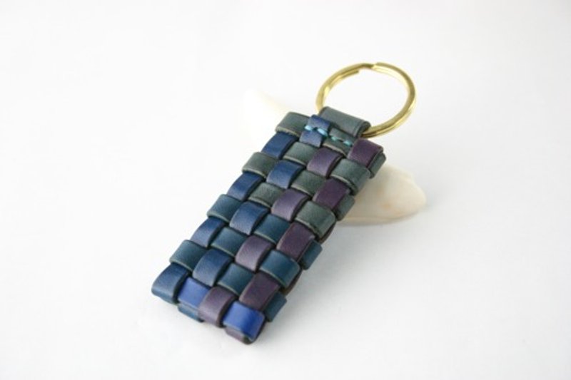 手工染色皮革 网状钥匙圈 双环款 22 - 钥匙链/钥匙包 - 真皮 紫色