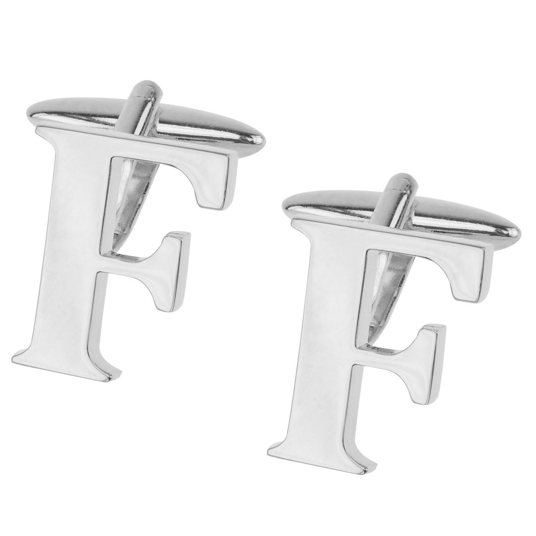 银色字母F袖扣 - 袖扣 - 其他金属 银色