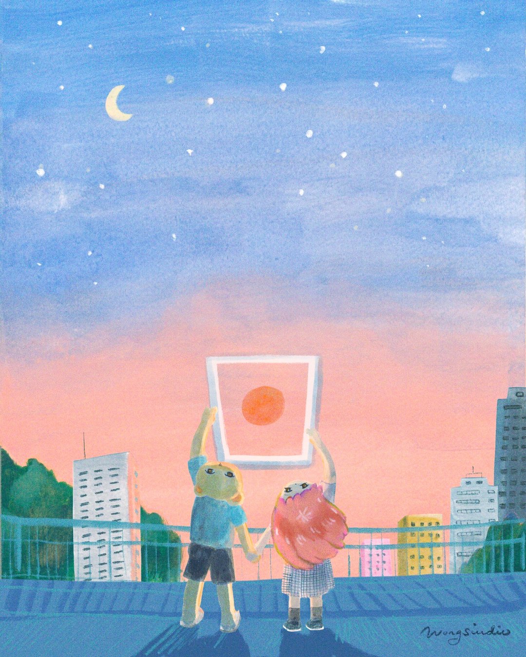 \ 我们的夕阳 / 明信片 - 卡片/明信片 - 纸 蓝色