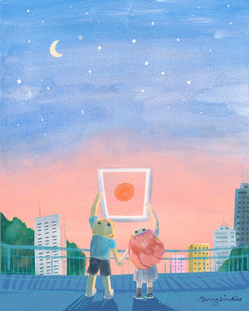 \ 我们的夕阳 / 明信片 - 卡片/明信片 - 纸 蓝色
