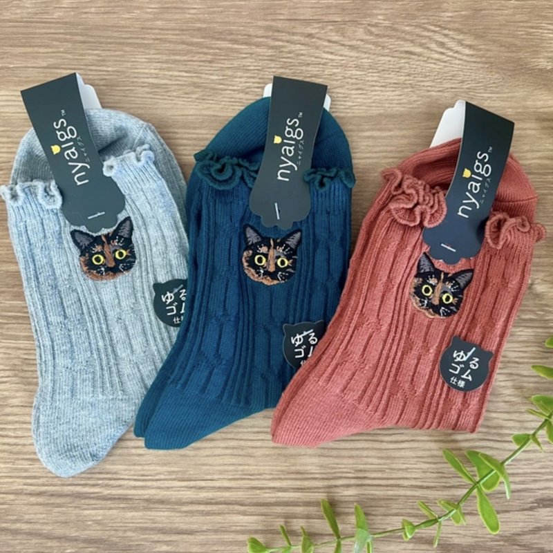 细腻毛纹猫咪刺绣 橘白猫三件组 - 其他 - 棉．麻 绿色