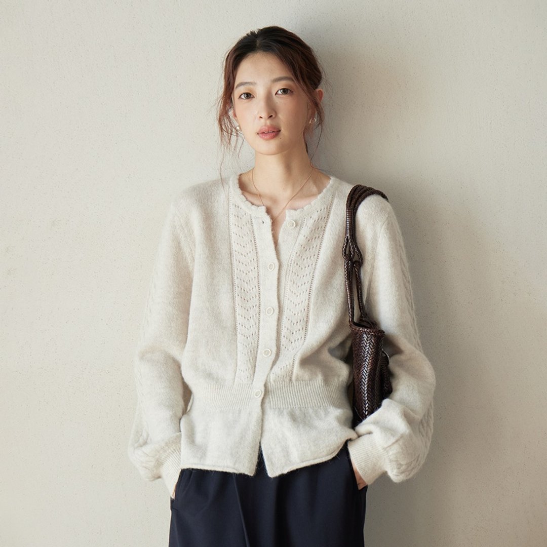 马海毛收腰针织开衫|针织衫|两色|秋款|Sora-1610 - 女装针织衫/毛衣 - 羊毛 多色