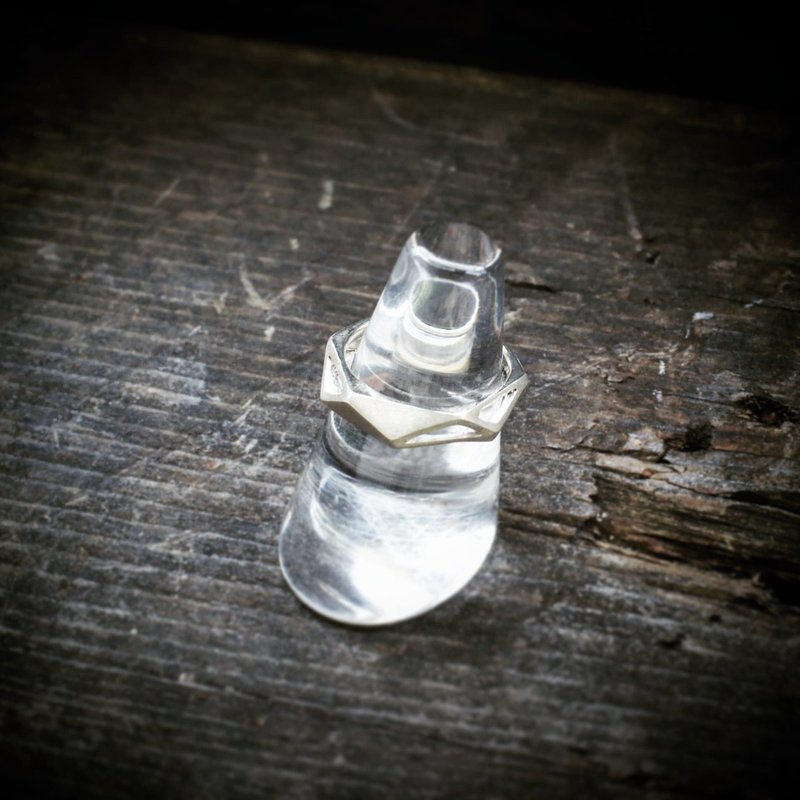 六角几何 925银戒 hexagon —geometric silver ring - 戒指 - 纯银 银色