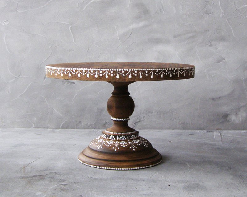 Wooden Cake Stand, Vintage cake stand, Rustic Cake Stand, Wedding Cake Stand, Wo - 盘子/餐盘/盘架 - 木头 咖啡色