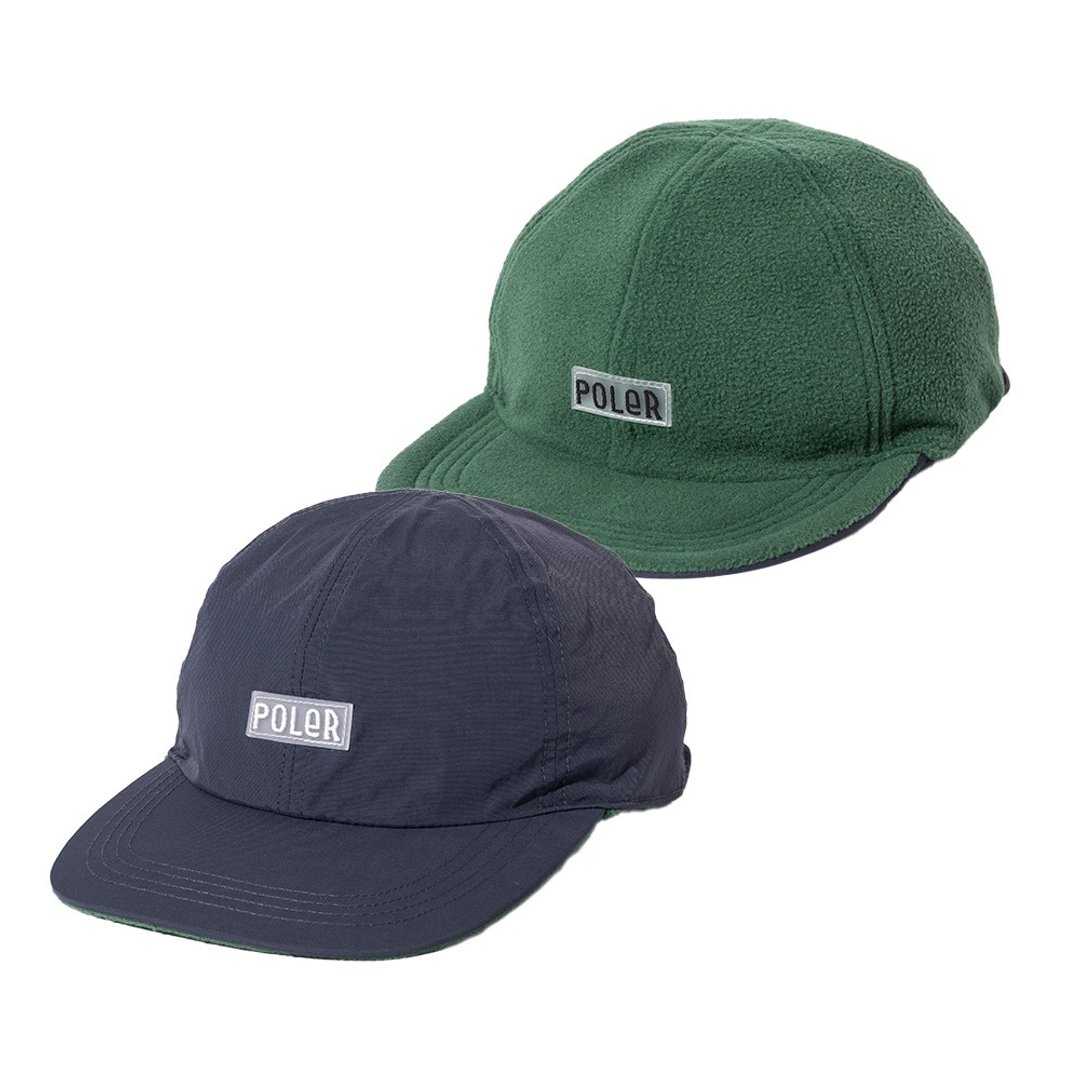 日本限定 POLER REVERSIBLE FLEECE CAP 刷毛尼龙双面毛帽 / 蓝绿 - 帽子 - 其他材质 蓝色