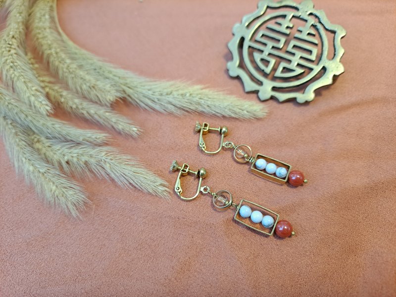 冬至-添岁耳坠子(圆仔母) - 耳环/耳夹 - 铜/黄铜 多色