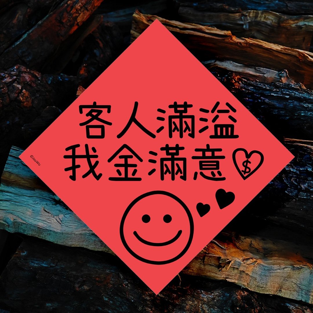 原创创意春联 客人满溢我金满意 服务业 餐饮业 生意繁盛 - 红包/春联 - 纸 红色