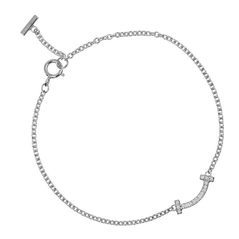 [日本直送] Tiffany T Smile 迷你手链 臂围约15cm~16.3cm K18WG 钻石 TIFFANY&Co. [二手] - 手链/手环 - 贵金属 银色