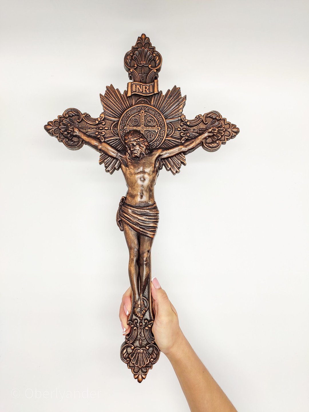 Crucifix Wooden cross, Carved wooden cross, Crucifix catholic cross Wood - 木工/竹艺/纸艺 - 木头 咖啡色
