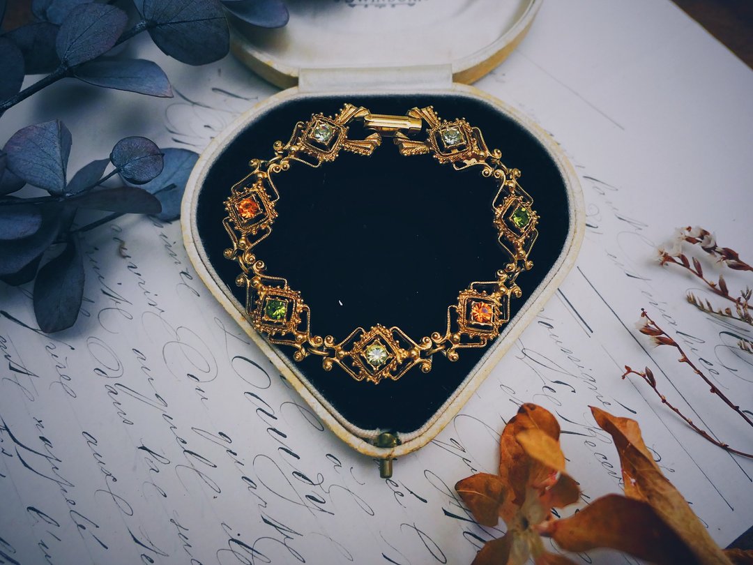 Florenza 复兴风格大地色系手链－美国古董首饰 Vintage Jewelry - 手链/手环 - 其他金属 