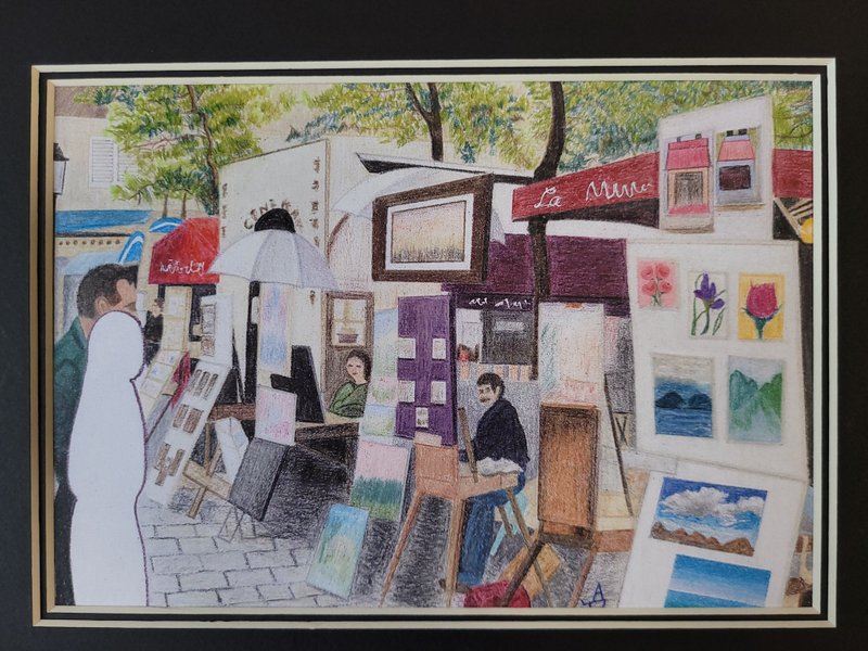 欧洲法国系列5- 蒙马特广场 画卡 - 海报/装饰画/版画 - 纸 