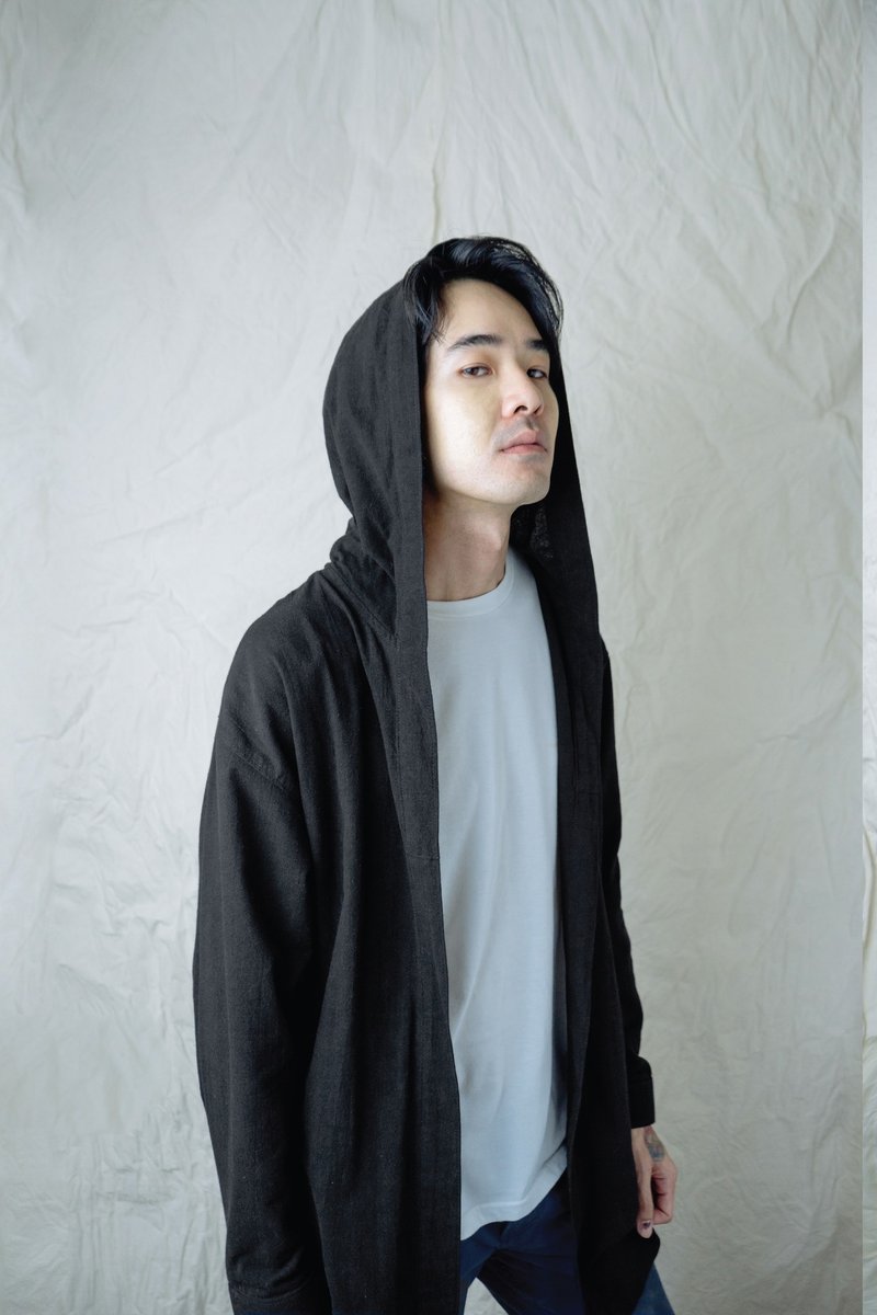 清仓特卖 60% OFF - UNDER-COVER Hoodigan vol.1 - 中性连帽卫衣/T 恤 - 棉．麻 黑色