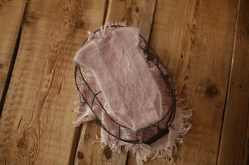 Set bonnet and romper, newborn photography props girl, knit photo prop outfit - 婴儿饰品 - 羊毛 绿色