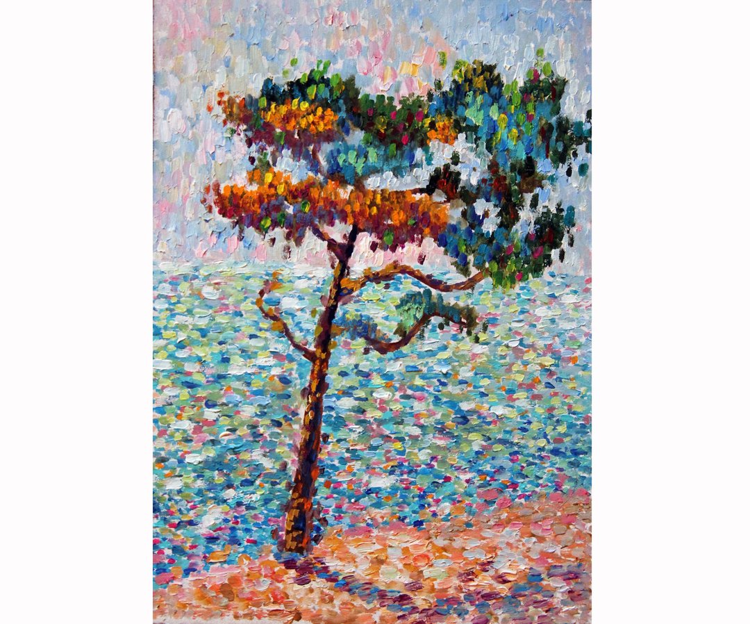Tree of life painting Original art Ocean beach artwork Blue Green Impressionist - 海报/装饰画/版画 - 其他材质 