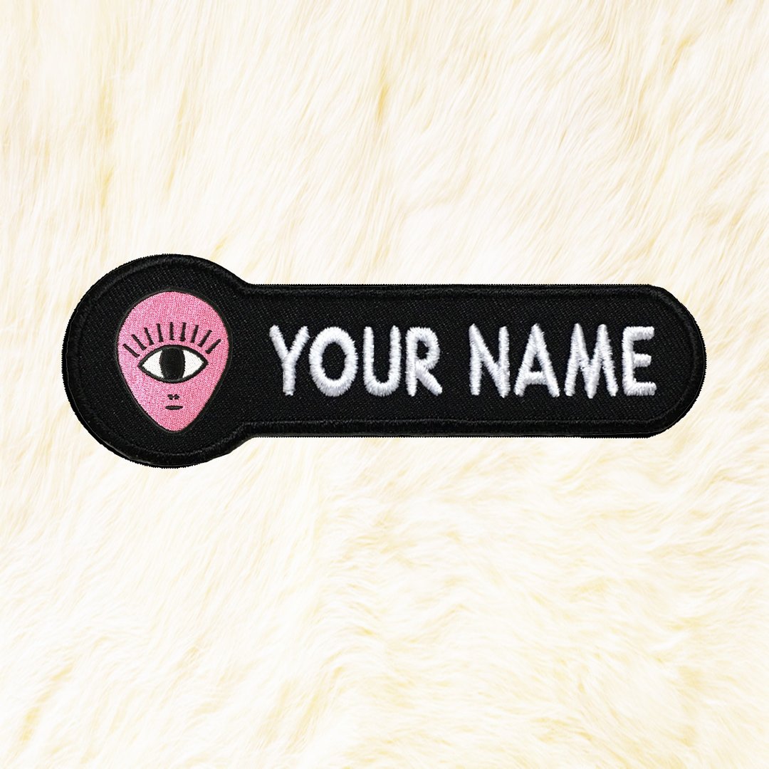 Alien Pink Personalized Iron on Patch Your Name Your Text Buy 3 Get 1 Free - 编织/刺绣/羊毛毡/裁缝 - 绣线 黑色