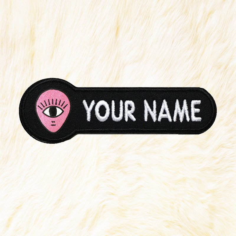 Alien Pink Personalized Iron on Patch Your Name Your Text Buy 3 Get 1 Free - 编织/刺绣/羊毛毡/裁缝 - 绣线 黑色