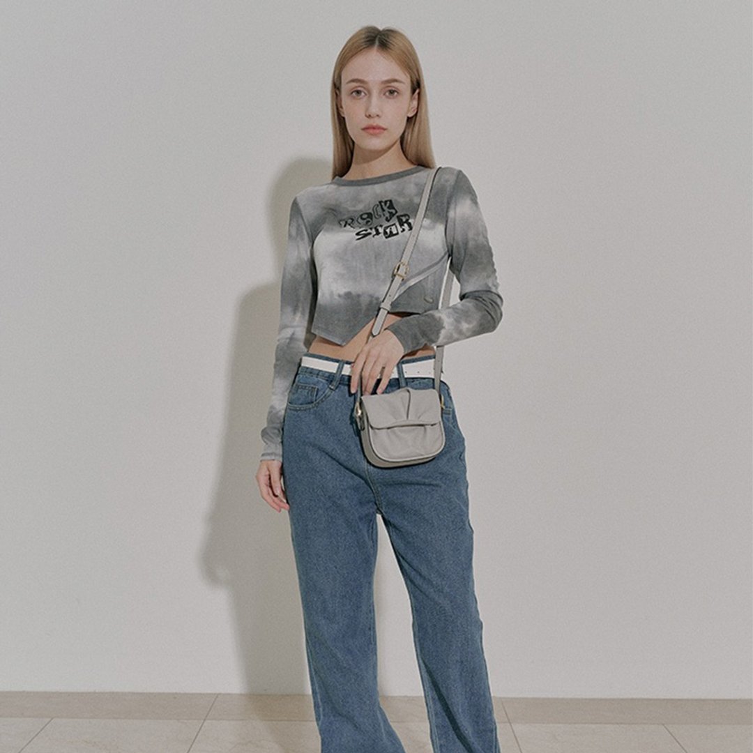 韩国 MANDU BAG | 灰色 | 迷你袋 | 侧背包 斜孭袋 - 侧背包/斜挎包 - 人造皮革 灰色