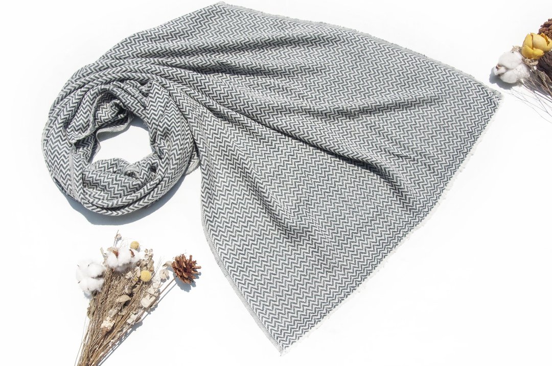 厚款喀什米尔Cashmere 针织围巾 纯羊绒围巾 羊毛披巾 手织盖毯巾 - 围巾/披肩 - 羊毛 多色