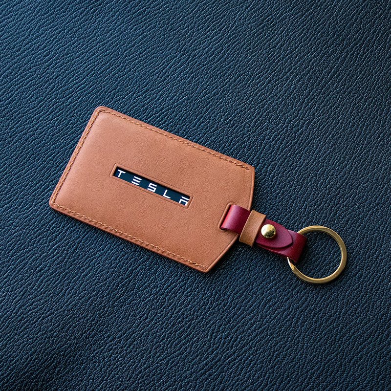【疯匠】全手工定制 For Tesla 特斯拉车钥匙皮套 Model3卡套礼品 - 钥匙链/钥匙包 - 真皮 