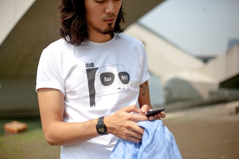 Deerhorn design / 鹿角 出游 T-shirt - 男装上衣/T 恤 - 棉．麻 白色