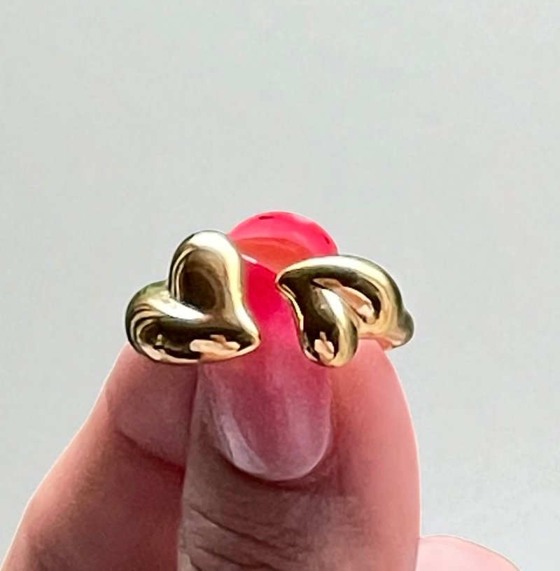 极简约 设计 简约 风格 份量感 爱心 戒指 / 抗金属过敏 戒指 防过敏 - 戒指 - 不锈钢 金色