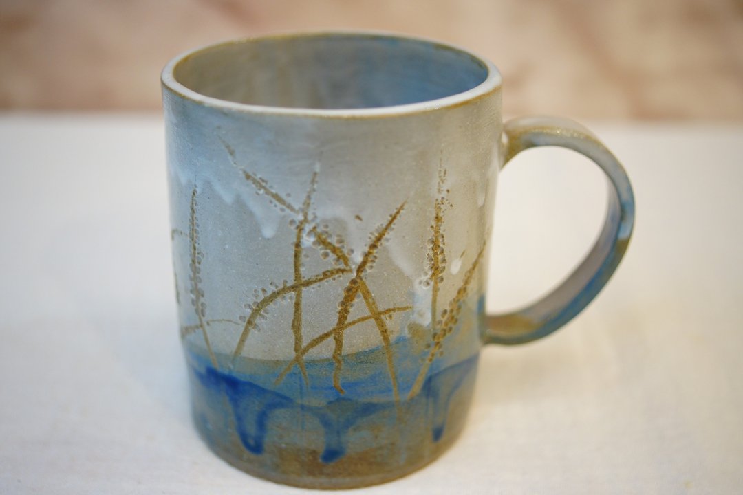 粉引手作马克杯  穗 270 ml 咖啡杯 水杯 陶杯 对杯 - 其他杯子 - 陶 蓝色