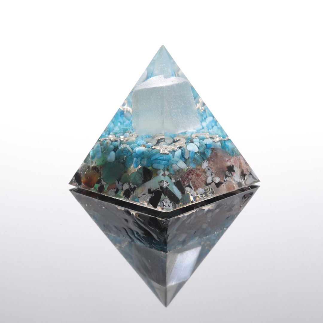 【定制化礼物】静安之心-直觉强化净化能量金字塔orginite - 摆饰 - 半宝石 银色