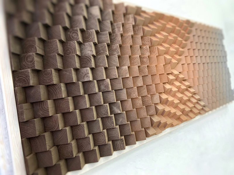 Wood Wall Art - Geometric Modern Beige Brown - 3D Acoustic Sound Diffuser - 墙贴/壁贴 - 木头 咖啡色