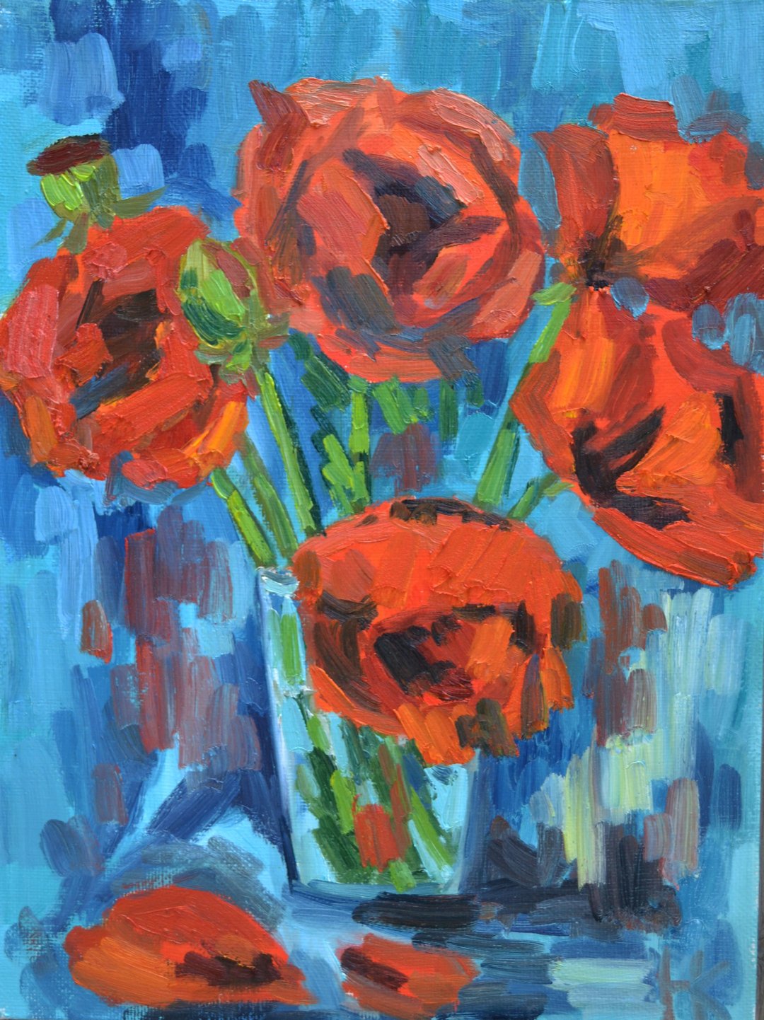 poppies painting, oil painting, flowers painting,  oil art, poppies art - 墙贴/壁贴 - 其他材质 多色