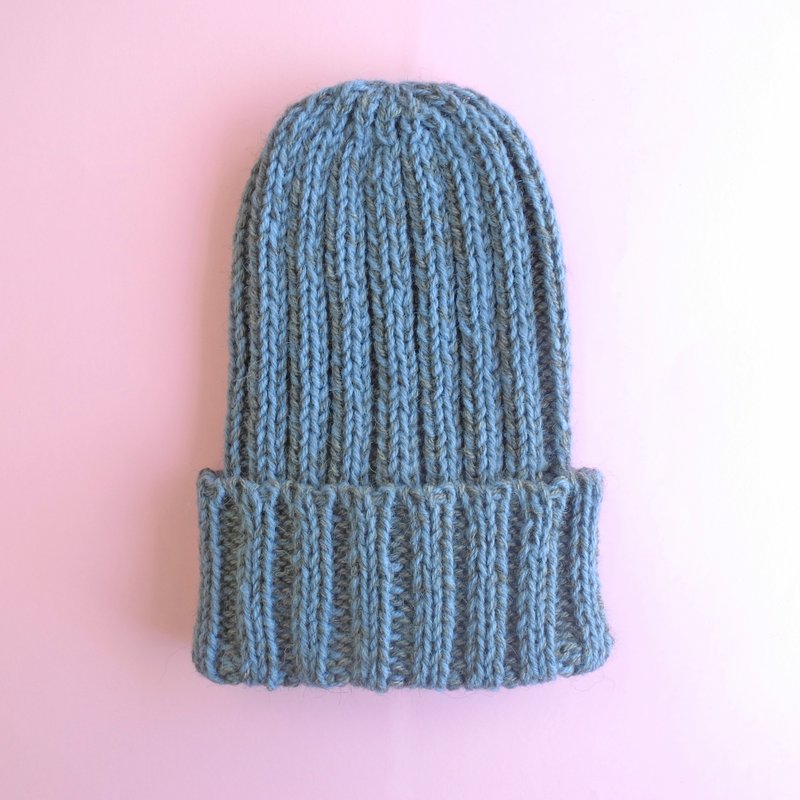 SC. GREEN 手工针织毛帽-秘鲁羊驼毛 - 帽子 - 羊毛 蓝色