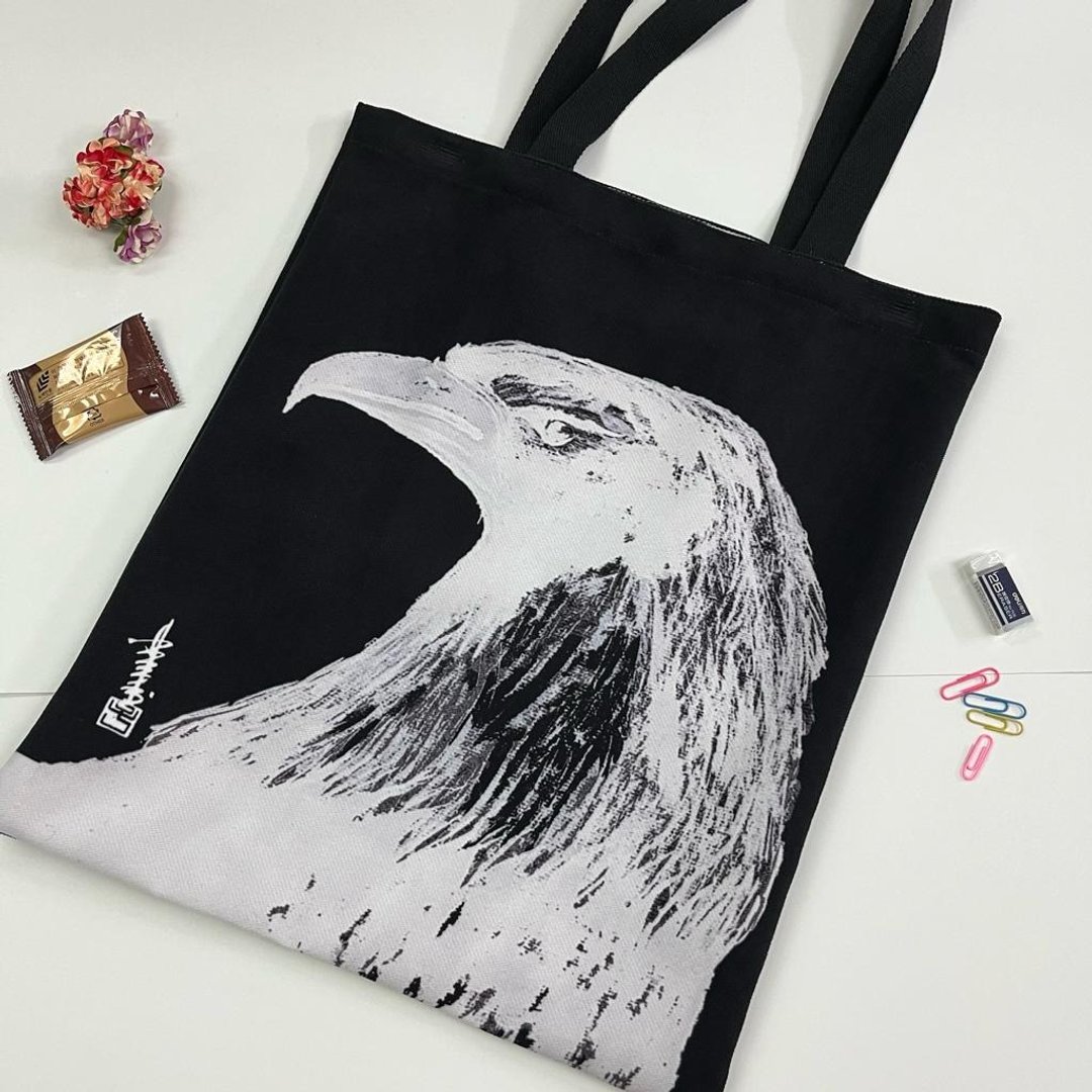 【Tote Bag - 手绘图画】鹰 - 侧背包/斜挎包 - 棉 