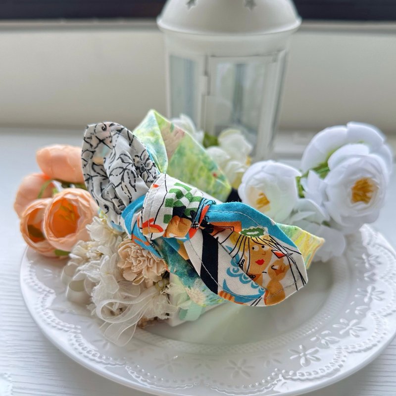 纯棉拼布绑结蝴蝶结发箍头箍发饰-美式插图 - 发带/发箍 - 棉．麻 黄色