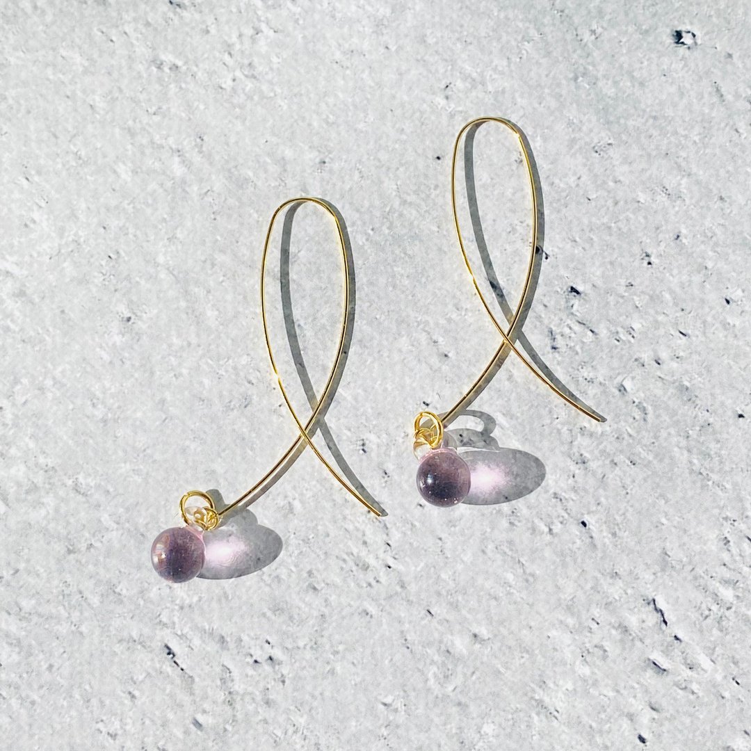 Hoop earrings [pink] - 耳环/耳夹 - 玻璃 粉红色