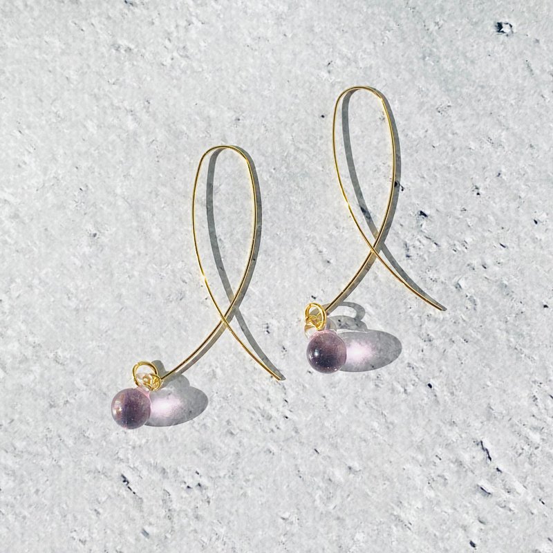 Hoop earrings [pink] - 耳环/耳夹 - 玻璃 粉红色