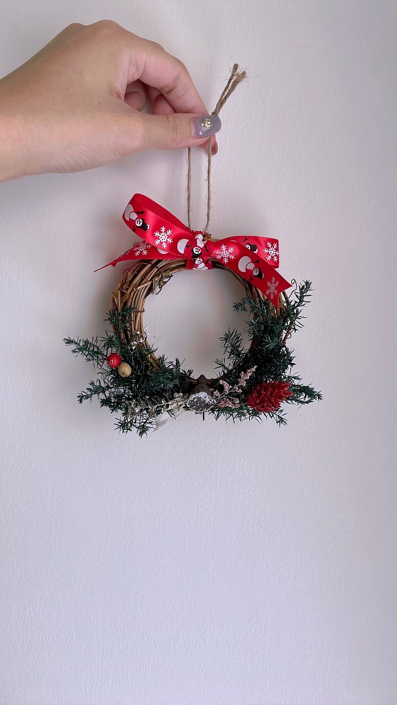 【圣诞礼盒】迷你圣诞藤圈-交换礼物/办公室摆饰 - 干燥花/捧花 - 植物．花 红色