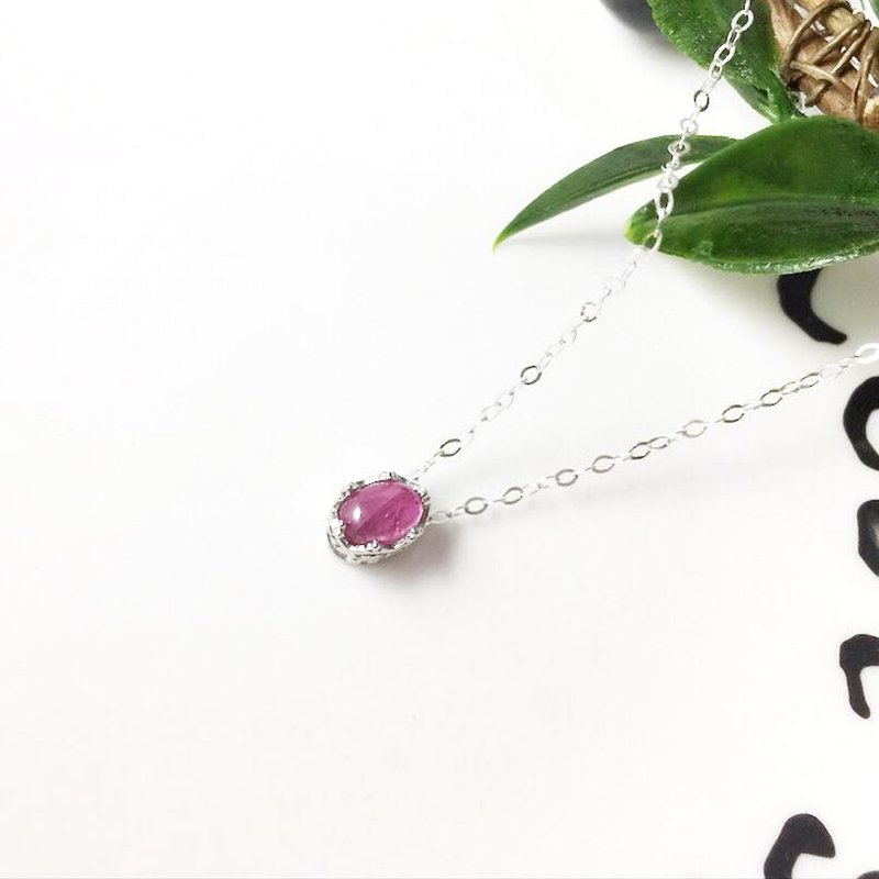 MH纯银天然石项链_承诺的皇冠_桃粉碧玺 - 项链 - 宝石 粉红色