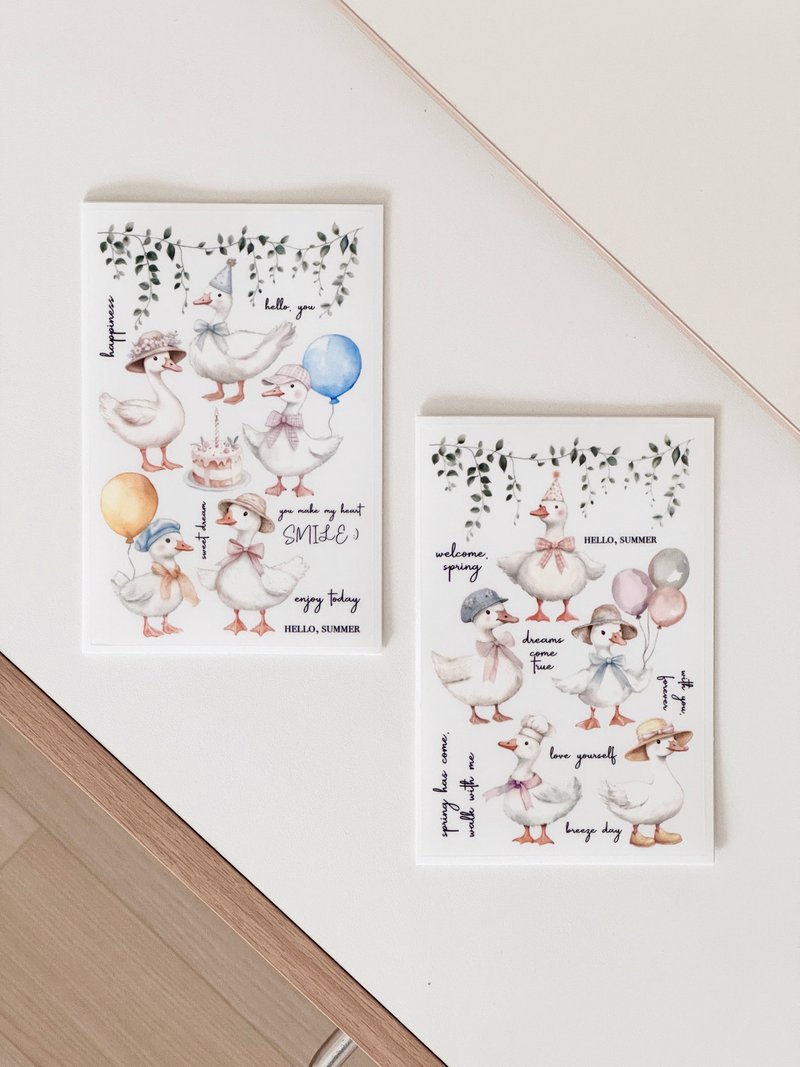 野餐鸭子雾面透明贴纸 - 贴纸 - 纸 