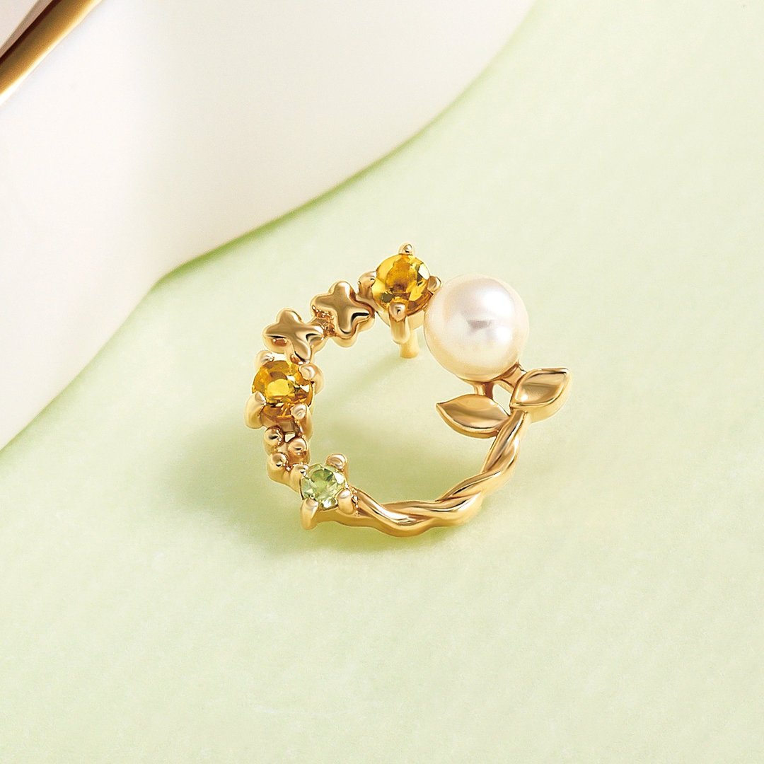 【Solo Earring】 18K/10K 含羞草单边耳环 (黄金) - 耳环/耳夹 - 贵金属 