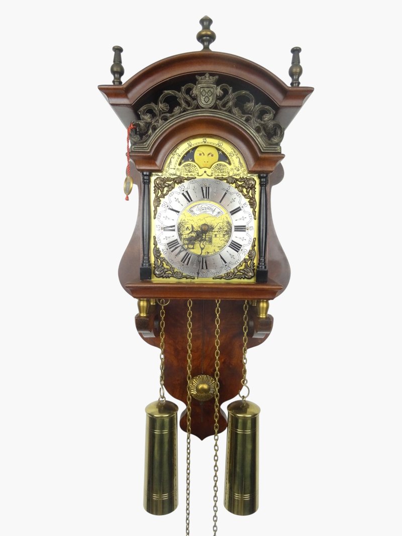 古董复古荷兰挂钟 Warmink Wuba Sallander 月相 8 天 - 时钟/闹钟 - 木头 咖啡色