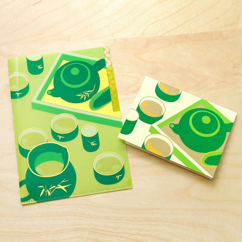 台湾风味-高山茗茶 A5三层资料夹与卡片组 - 文件夹/资料夹 - 塑料 绿色