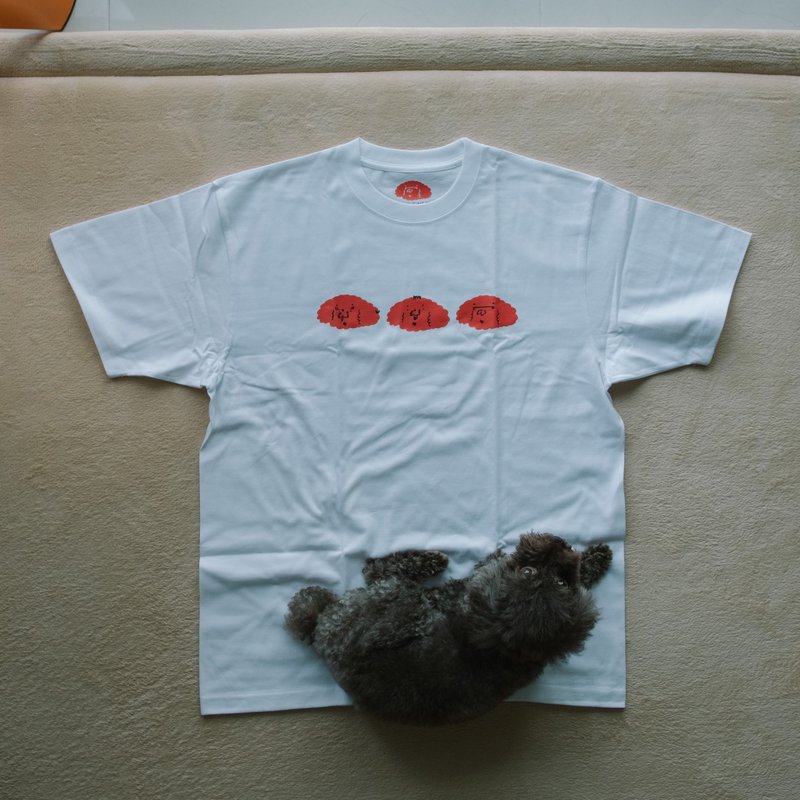 串烧三头表情包 / 小狗白Tee - 中性连帽卫衣/T 恤 - 棉．麻 白色