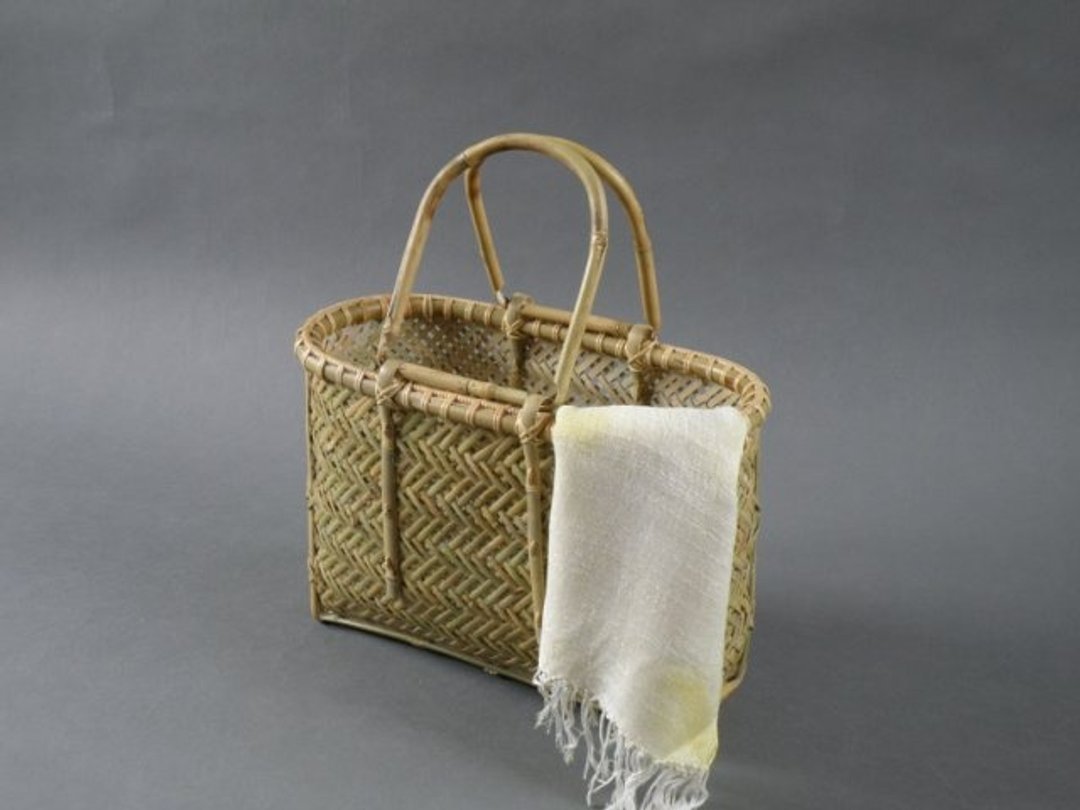 Root bend bamboo basket bag large - 手提包/手提袋 - 竹 咖啡色