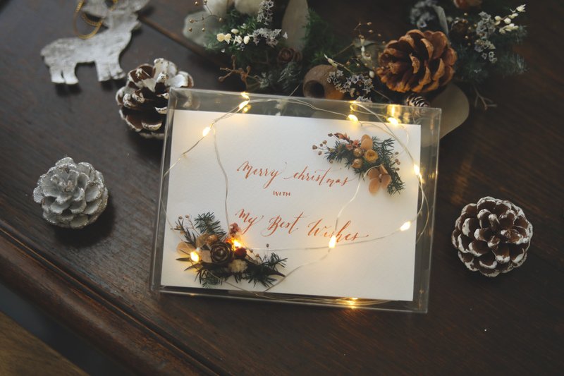 冬季的祝福/ 手写西洋书法 圣诞卡 手工卡片 永生花 不凋花干燥花 - 卡片/明信片 - 植物．花 