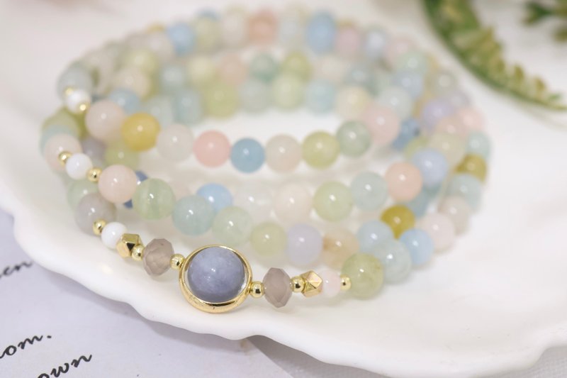 【108颗念珠系列】摩根石*海蓝宝*月光石*贝壳珠*念珠多圈手串 - 手链/手环 - 水晶 多色